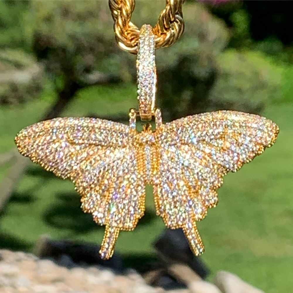Gold Butterfly Pendant + Rope Chain - Picture 2 of 5